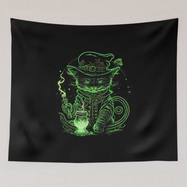 Item preview, Mystical Meow: A Whimsical Green Cat Illustration designed and sold by digitaldreamHD.