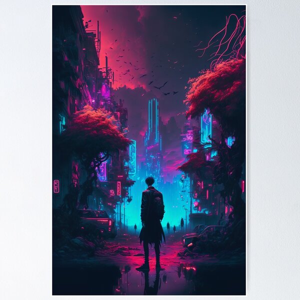 Item preview, Cyberpunk Post-Apocalyptic Neon Painting designed and sold by Torii Studio.