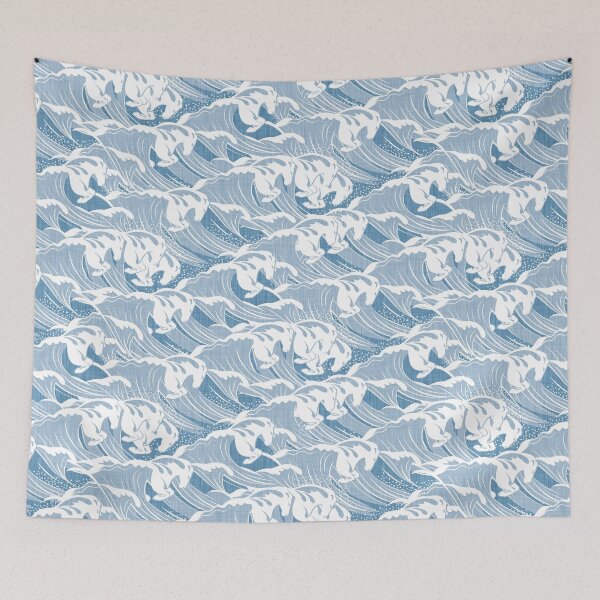 Item preview, White Horses - Simpatico Blue designed and sold by appleyards.