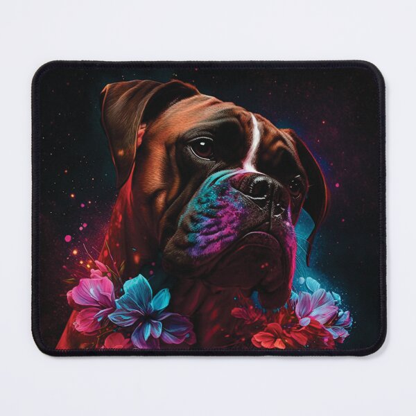 Item preview, Boxer stardust Floral portrait designed and sold by HookedOnDogz.