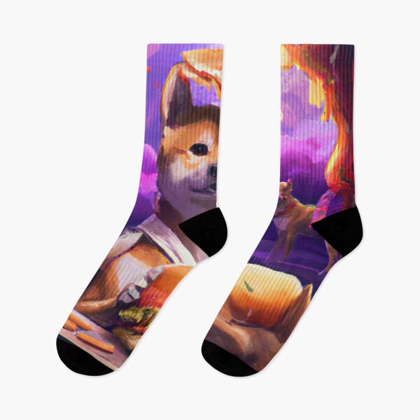 Item preview, Fortune-telling shiba inu reading your fate in a giant hamburger, digital art designed and sold by Berry Pink.