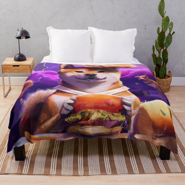 Item preview, Fortune-telling shiba inu reading your fate in a giant hamburger, digital art designed and sold by Berry Pink.