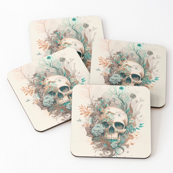 Item preview, Bloom Skull Digital Print | Soft Pastel Hues | Botanical Elements | Home Decor designed and sold by Coded Canvas.