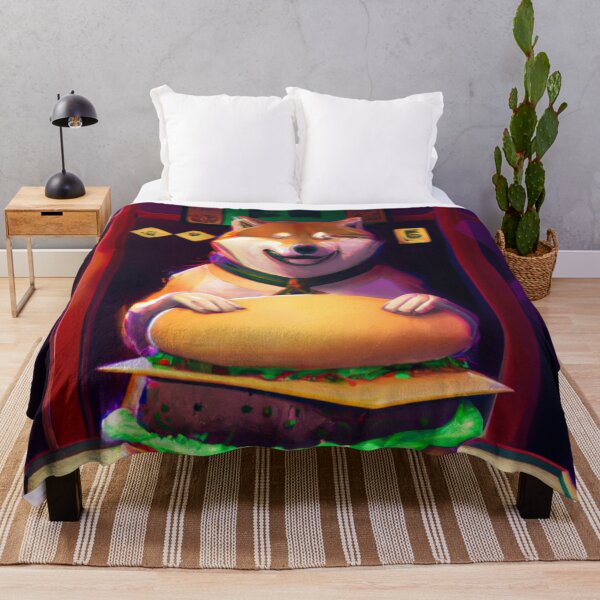 Item preview, Fortune-telling shiba inu reading your fate in a giant hamburger, digital art designed and sold by Berry Pink.