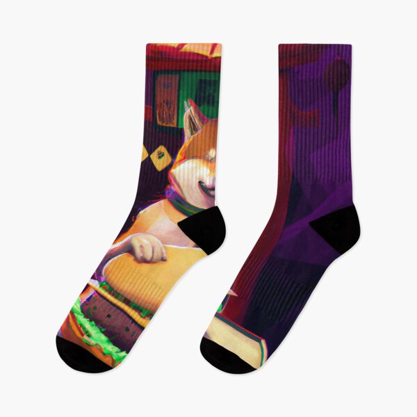 Item preview, Fortune-telling shiba inu reading your fate in a giant hamburger, digital art designed and sold by Berry Pink.