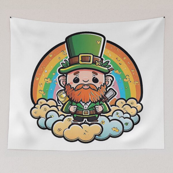 Item preview, Leprechaun with green hat and rainbow designed and sold by knuppify.