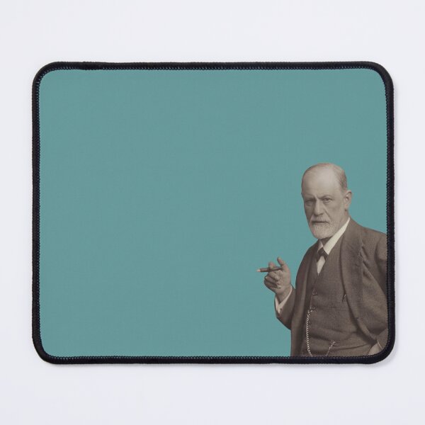 Item preview, Freud with Cigar against a teal blue background designed and sold by kierkegaard.