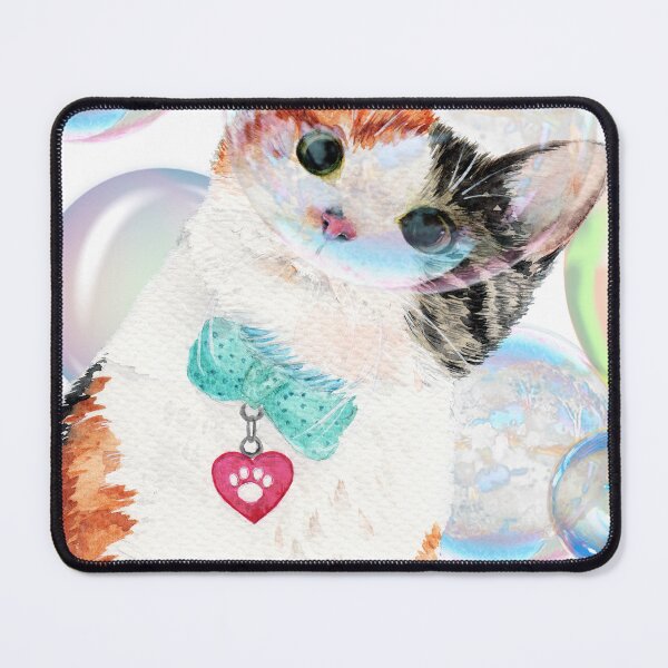 Item preview, Cat with soap bubbles designed and sold by MaryWatercolor.
