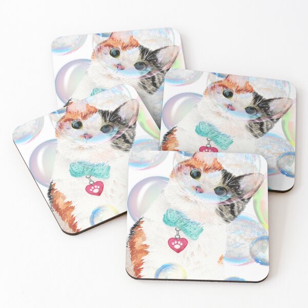 Item preview, Cat with soap bubbles designed and sold by MaryWatercolor.