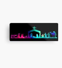 Christmas Nativity Scene- Coloured Metal Print