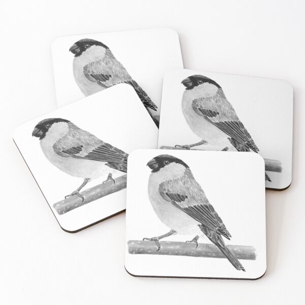 Item preview, Bullfinch Bird Painting Black & White designed and sold by BirdsNatureArt.
