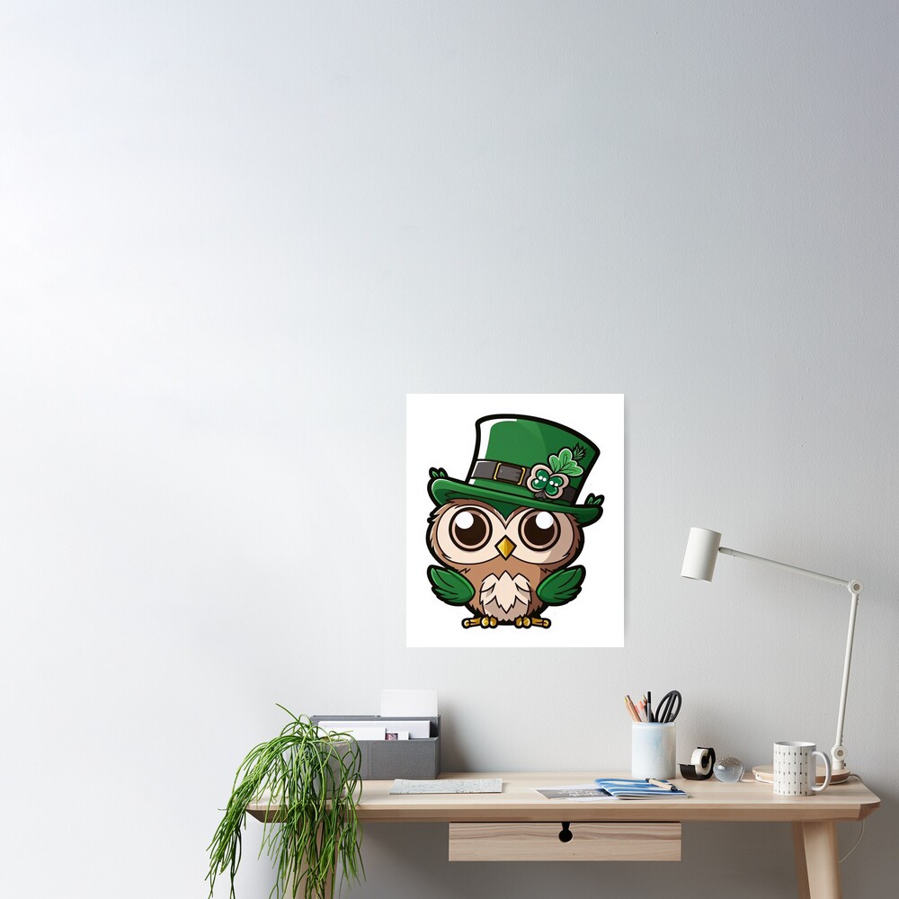 Elegant Owl for Saint Patrick's Day Poster by LV-creator