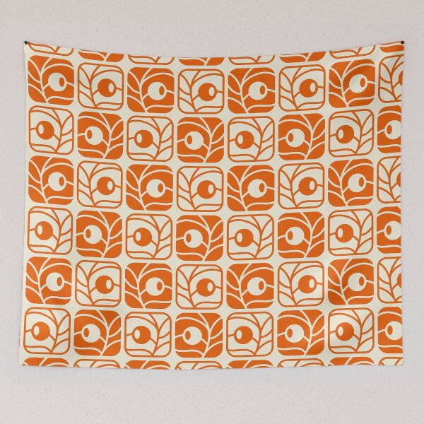 Item preview, 2561 - orange floral tiles pattern designed and sold by RouCouCou.