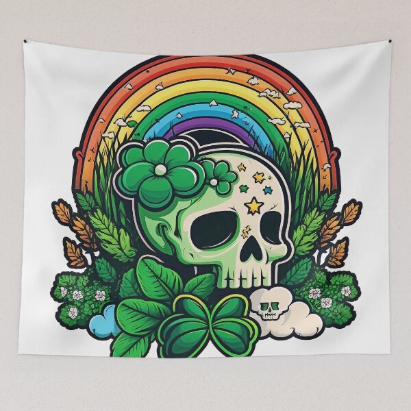 Item preview, Skull with rainbow for St. Patrick's Day designed and sold by knuppify.