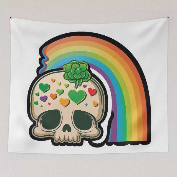 Item preview, Skull with rainbow for St. Patrick's Day designed and sold by knuppify.