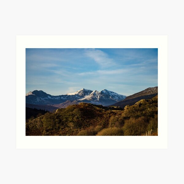 snow capped image of snowdon mountain Art Print