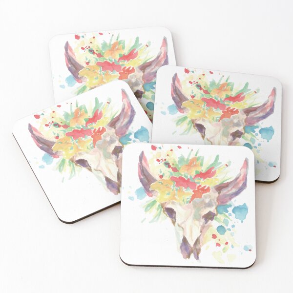 Aperçu de l'œuvre Crâne de bovin aquarelle créée et vendue par TP-Designs.