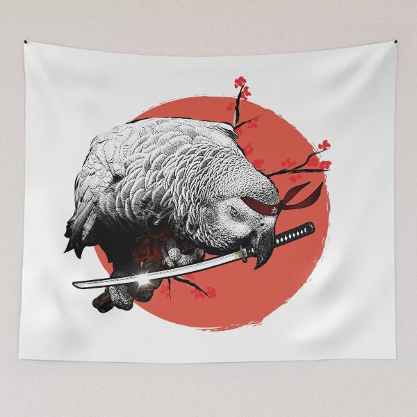 Item preview, Sunset Samurai Grey Parrot Warrior designed and sold by Alienphysique.