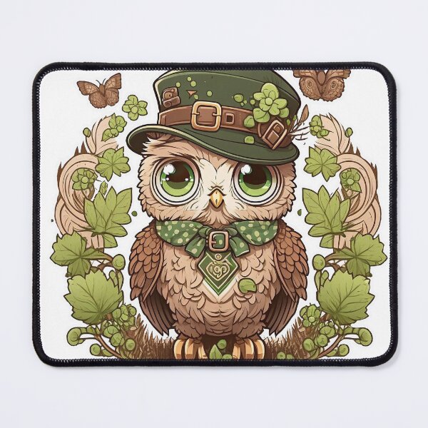 Item preview, St Patricksday owl with plant border designed and sold by knuppify.