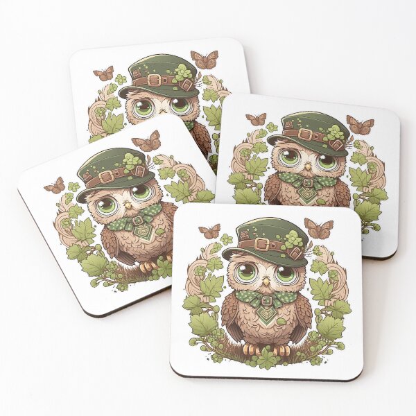 Item preview, St Patricksday owl with plant border designed and sold by knuppify.