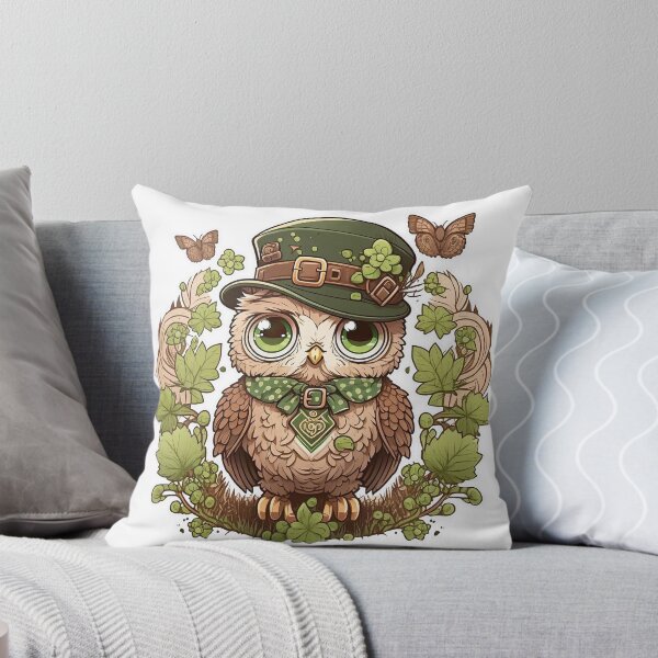 Item preview, St Patricksday owl with plant border designed and sold by knuppify.