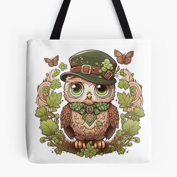 Item preview, St Patricksday owl with plant border designed and sold by knuppify.