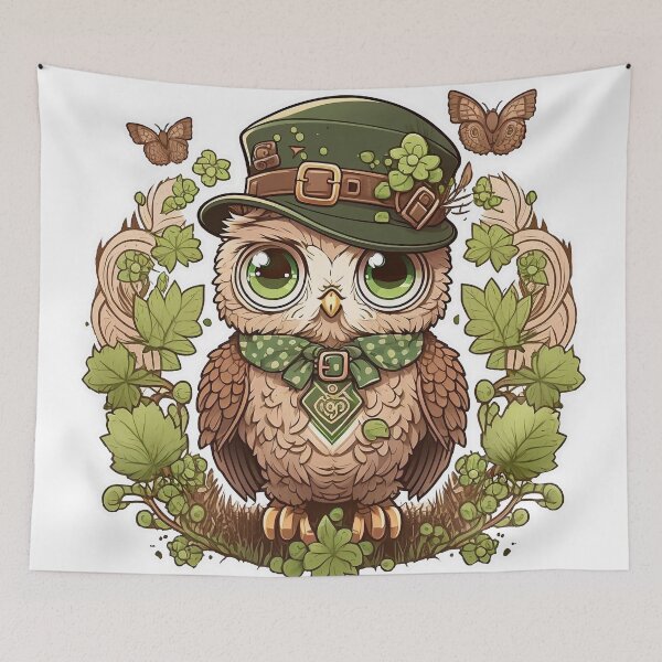 Item preview, St Patricksday owl with plant border designed and sold by knuppify.