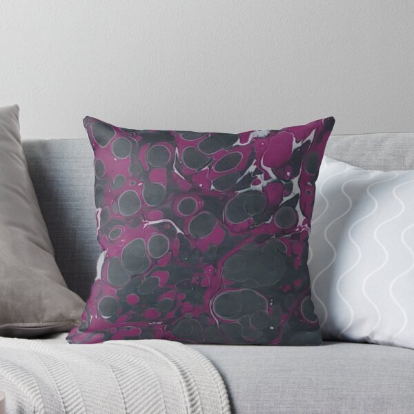 Item preview, fuchsia and gray classical marbling pattern designed and sold by marblingqueen.