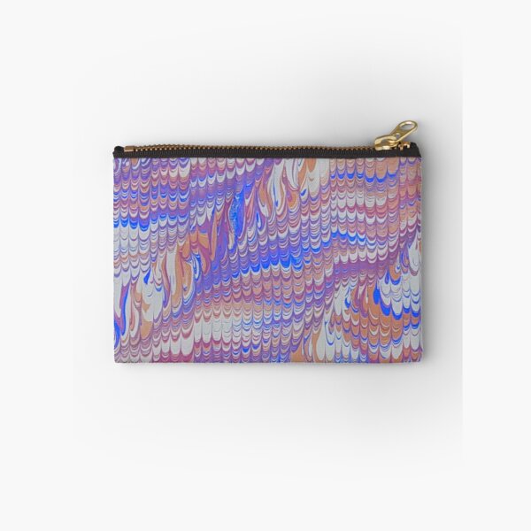 Item preview, dark blue orange and a little bit purple scallopped marbling  pattern designed and sold by marblingqueen.