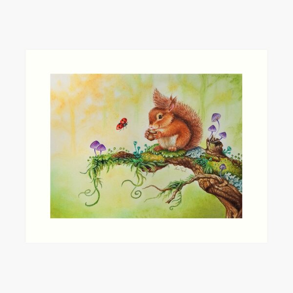Item preview, Squirrel and ladybug by Maria Tiqwah designed and sold by Maria Tiqwah.
