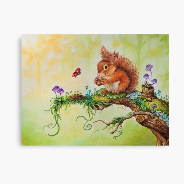 Artissimo Hello Kitty with Squirrel Printed Canvas Art 14" x 11" NEW Artissimo Hello Kitty with Squirrel Printed Canvas Art 14" x 11" NEW