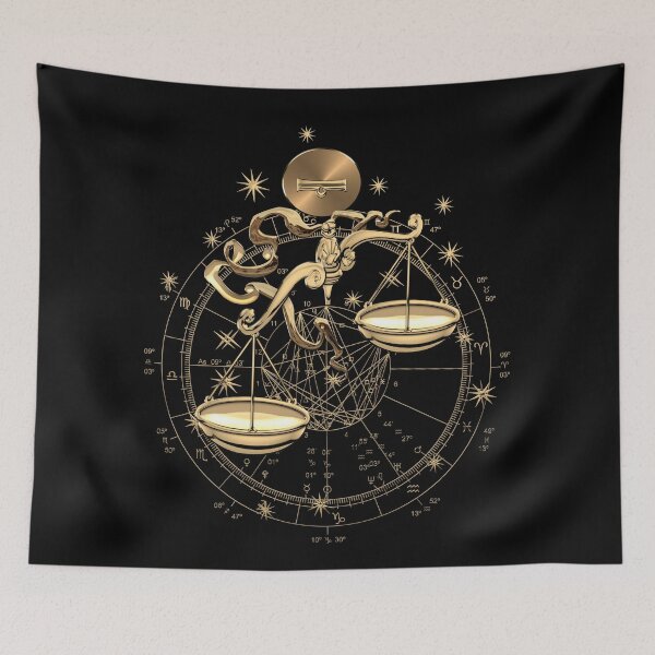 Item preview, Western Zodiac - Golden Libra -The Scales on Black Canvas designed and sold by Serge Averbukh Art Studio.