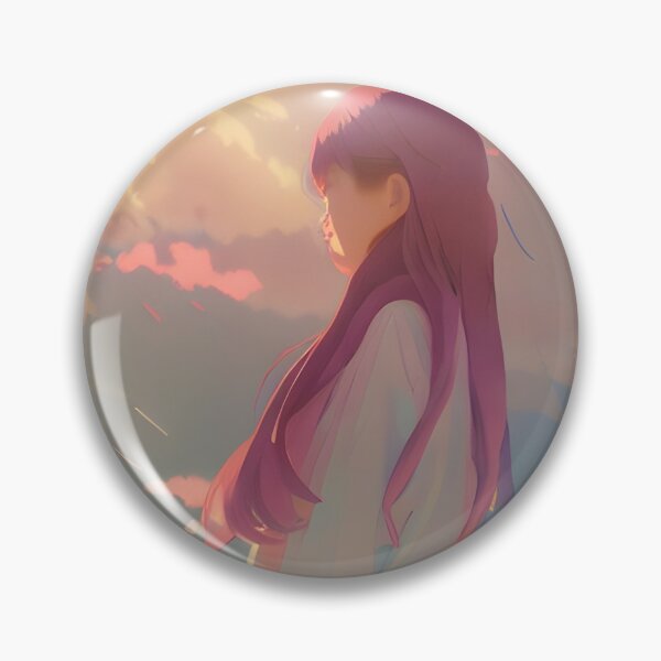 Item preview, ‘Cloud Watcher’ Aesthetic Lofi Anime Illustration of Girl with Pink Hair Looking at the Clouds designed and sold by AVBDesigns20.