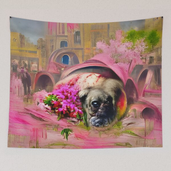 Item preview, An artistic gothic pug design. Pug mamma. Pug Lover. Floral Pug. Pug and Flowers. designed and sold by Doggymadness.