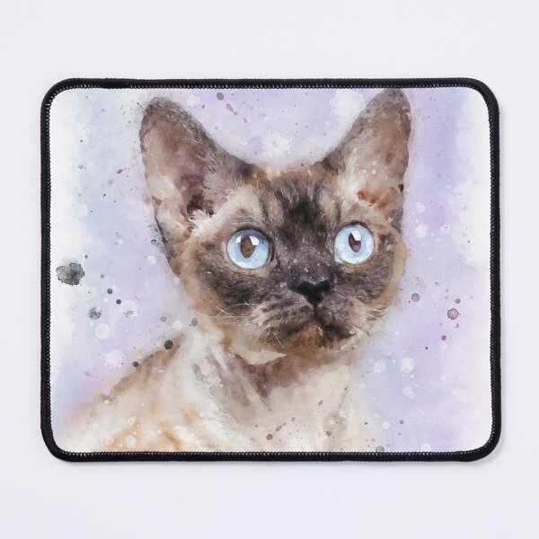 Item preview, Devon Rex cat watercolor designed and sold by PetsArt.