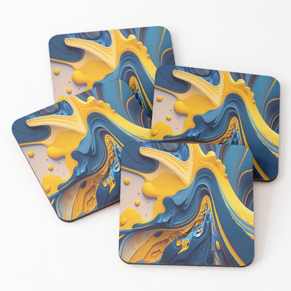 Item preview, yellow and blue paint spill, ai generated designed and sold by Anastasias-Shop.