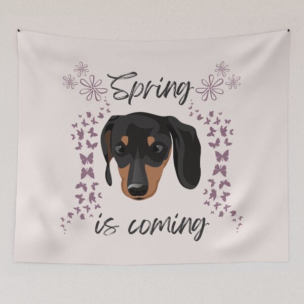 Item preview, Spring is coming with Doxie Head, Butterflies nad Flowers designed and sold by SeasonalDogs.