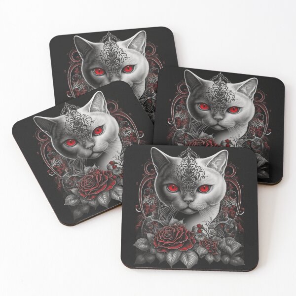 Artikelvorschau, Demonic White British Shorthair Cat entworfen und verkauft von Nocturne Paws.