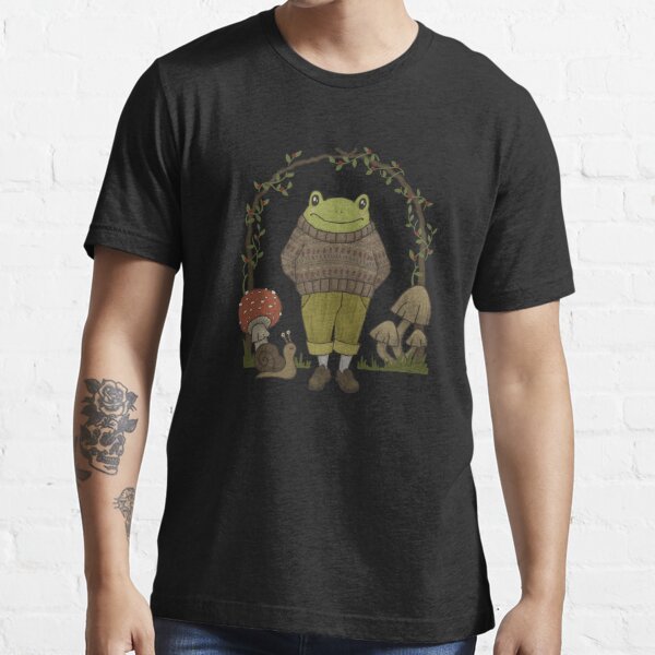 Goblincore Toad in Hipster Costume - Dark Academia Aesthetic Frog - Cute Cottagecore Froggy Wearing Vintage Grandpa Sweater - Emo Grugne Fairycore Foggie - Psychedelic Fantasy Garden Snail Mushroom Essential T-Shirt