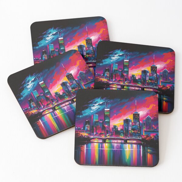 Item preview, Melbourne Skyline Oil Painting designed and sold by NeonNostalgist.