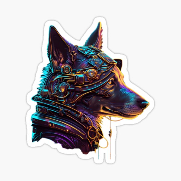 Chien cyberpunk Sticker