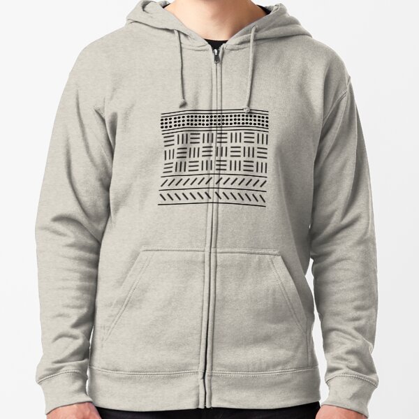 Digital mud cloth pattern Zipped Hoodie