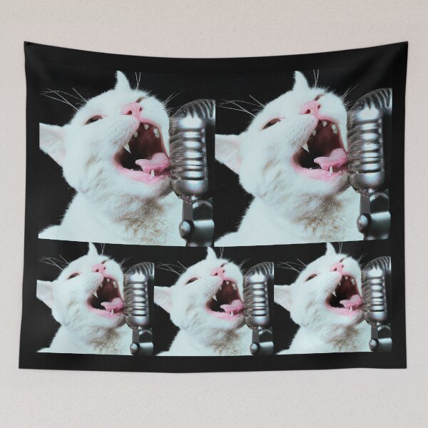 Item preview, Rock Star Cat Singing In A Microphone, Cat 16 designed and sold by LesTheArt.