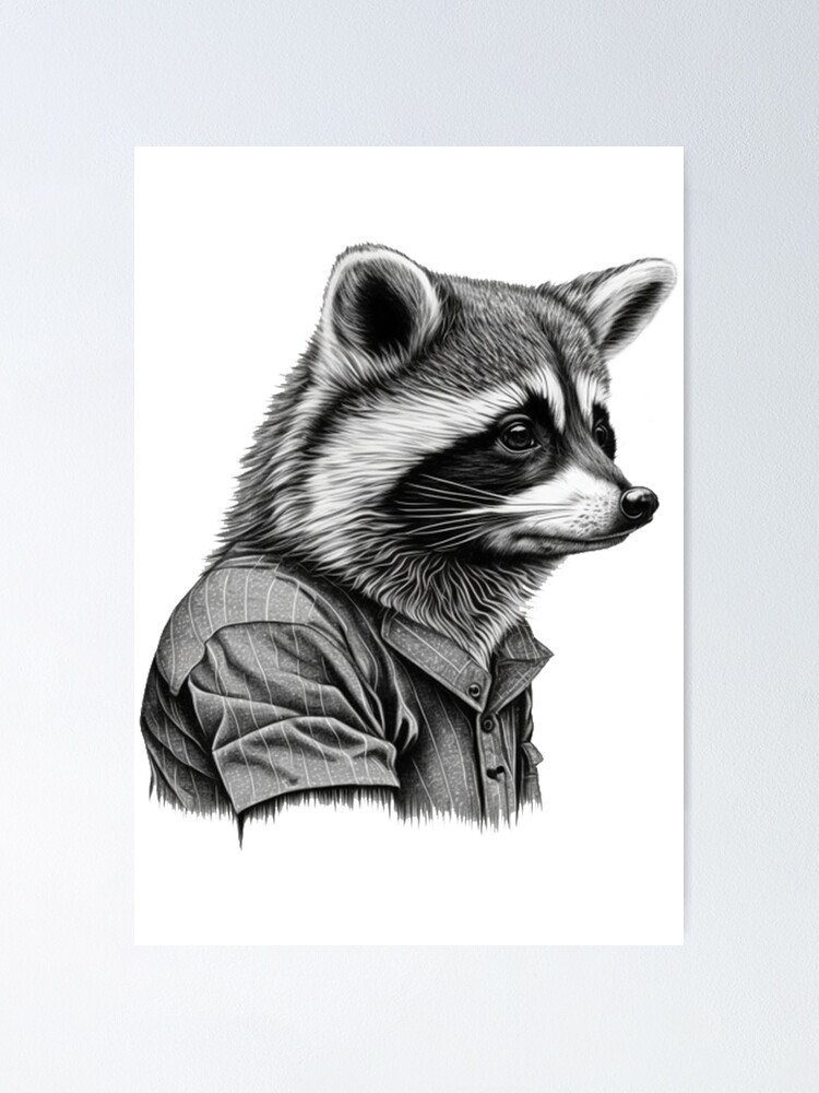 raccoon wearing shirt
