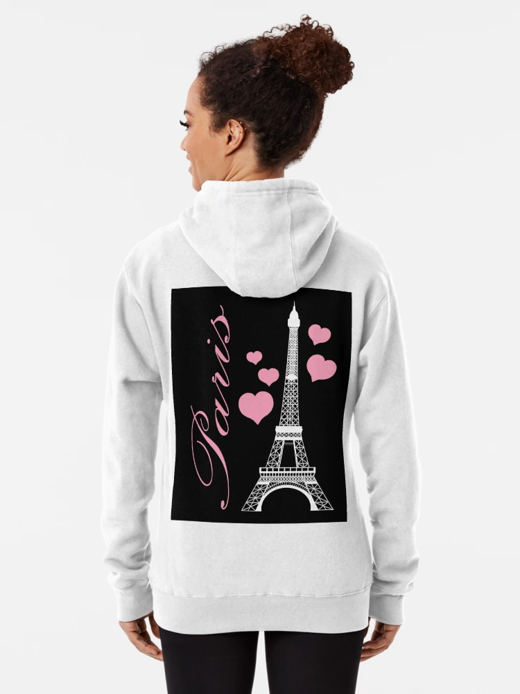 Women's Paris Oasis Fashion Hoodie, Eiffel Tower Hooded Sweatshirt, Ladies Casual Pullover, authentic Trendy Long Sleeve Paris Shirt With Hood