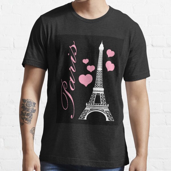 "Pink Paris Eiffel Tower on Black" Tshirt for Sale by BeachBumFamily