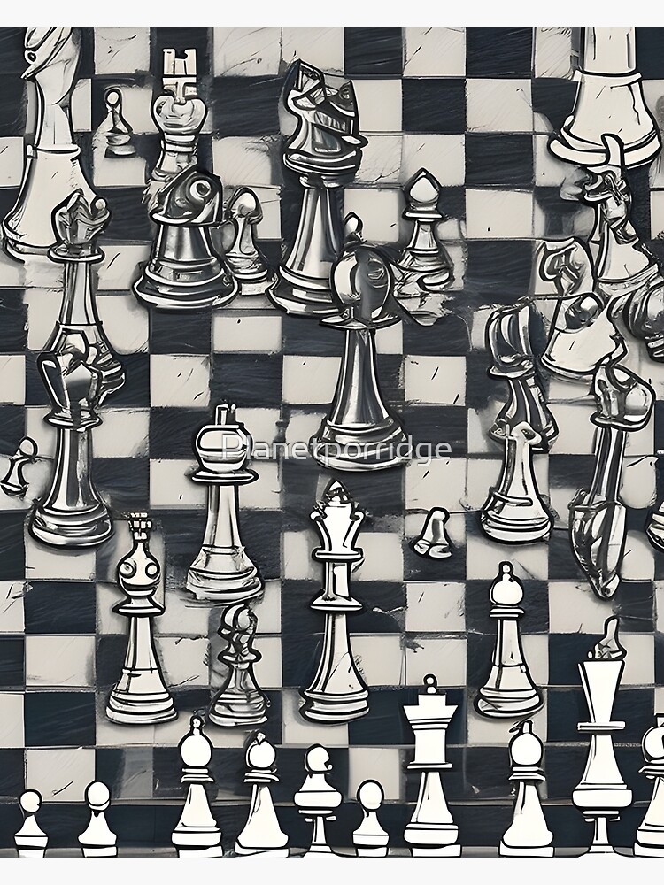 Chess Pieces Chessboard Wallpaper Black and White Antique 