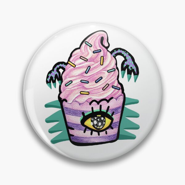 Item preview, Monster eye purple cupcake and pink whipped cream, decorated with hands toppers and rainbow sugar designed and sold by SOPI SOPI CRAFT.