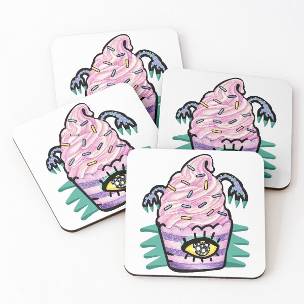 Item preview, Monster eye purple cupcake and pink whipped cream, decorated with hands toppers and rainbow sugar designed and sold by SOPI SOPI CRAFT.