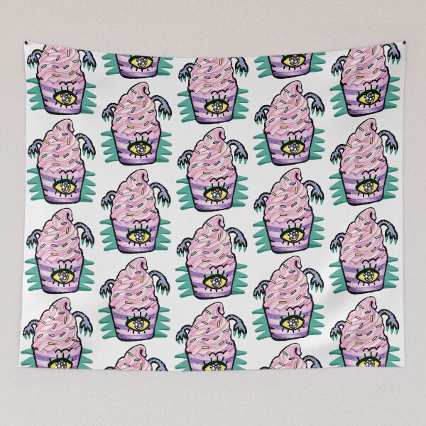 Item preview, Monster eye purple cupcake and pink whipped cream, decorated with hands toppers and rainbow sugar designed and sold by SOPI SOPI CRAFT.